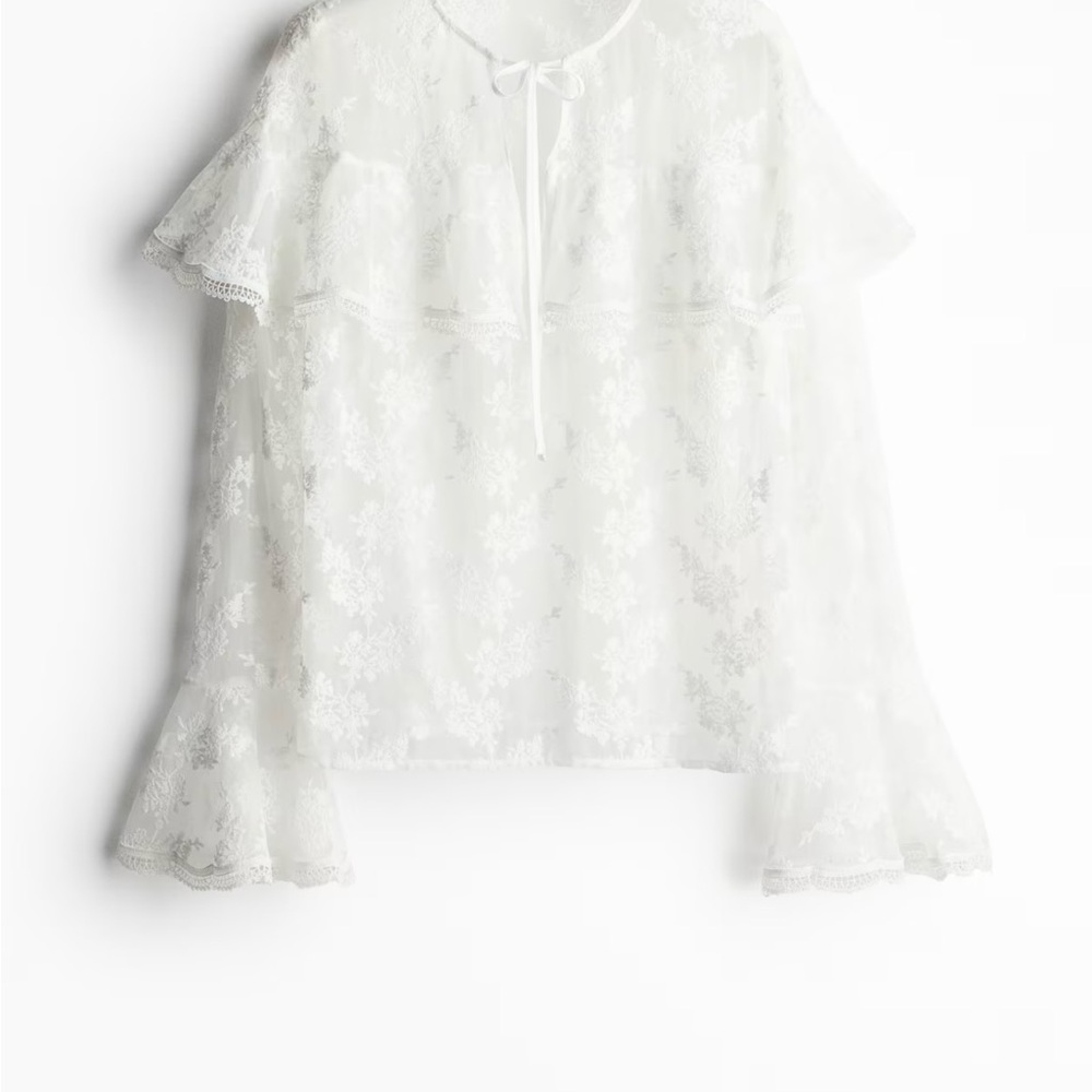 H&M White Floral Lace Blouse